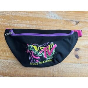 Retro MTV Music Television Fanny Pack Black And Pink Bag Rare 1990's